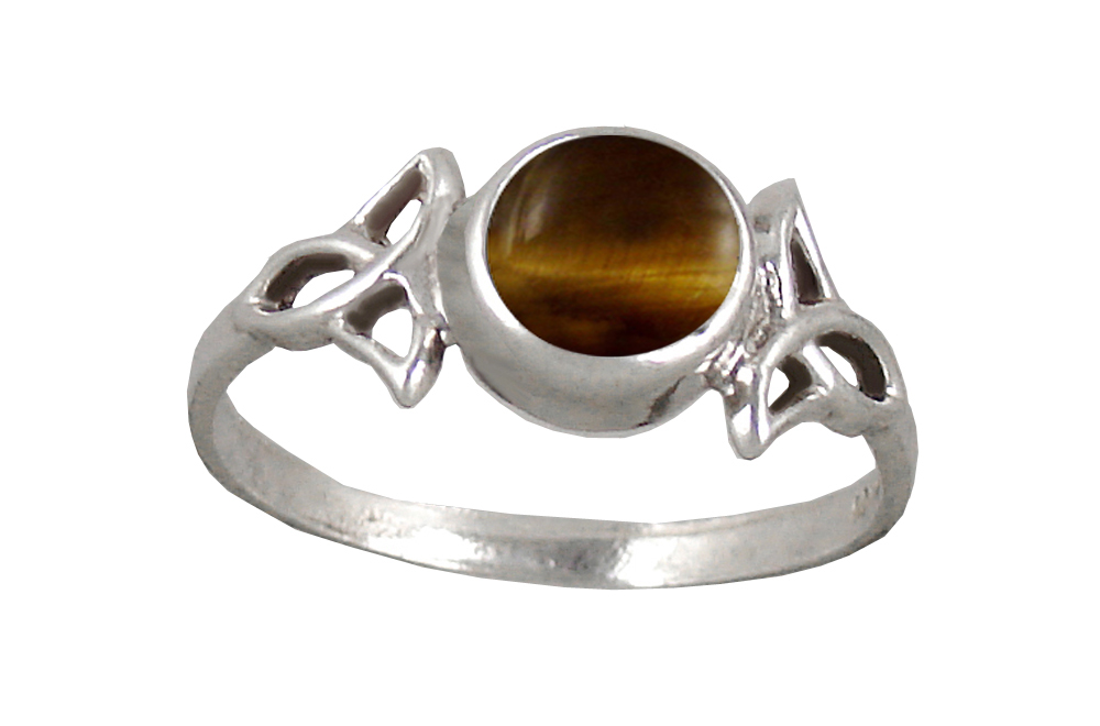 Sterling Silver Celtic Knotwork Ring With Tiger Eye Size 8